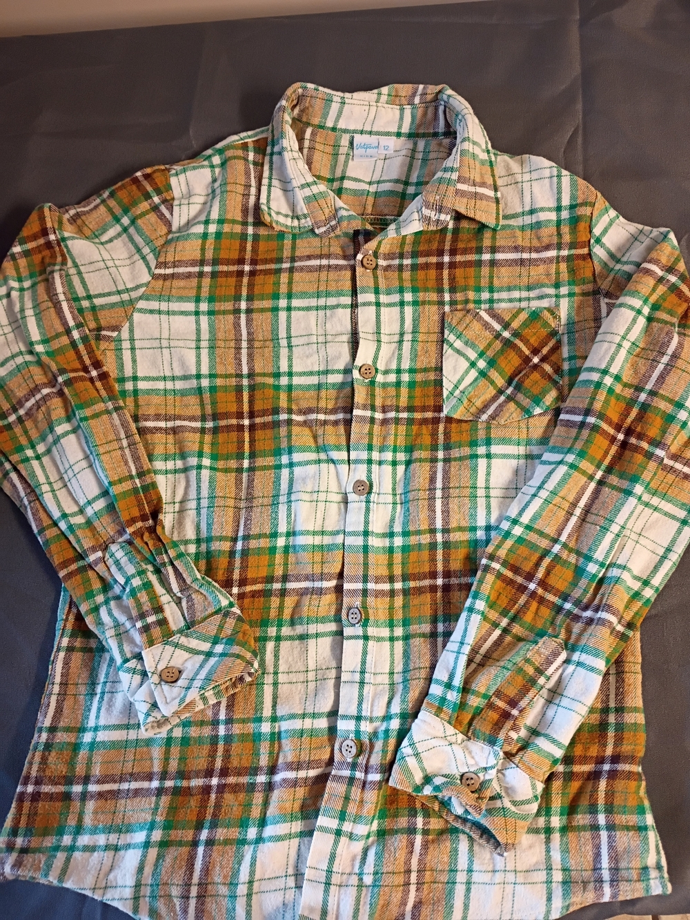 Men's Casual Plaid Button-Down Shirt - Green, Brown & Cream